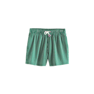 Short de plage rayé vert pour homme, taille mi-haute, avec cordon de serrage, respirant, en coton tissé, avec poches - Product Image 6