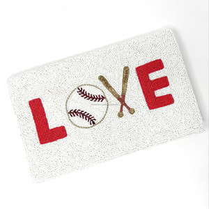 Bolso de mano de amor de béisbol hecho a mano blanco, monedero cruzado portátil duradero, cuentas de vidrio plegables para bodas, fiestas, noche - Product Image 2