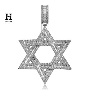 Collar con colgante Estrella de David de Moissanita Iced Out para Hombre, Cadena de Tenis Hip Hop, Joyería Religiosa, Dije de Diamante de Laboratorio VVS - Product Image 3