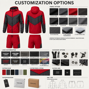 Conjunto de Chaqueta Cortavientos y Pantalones Cortos de Poliéster para Hombre, Marca Privada, Impermeable, Ligero, Ropa Deportiva de Verano, Fabricante OEM - Product Image 6