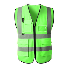 Chaleco de Seguridad Reflectante de Alta Visibilidad Unisex, Ropa de Trabajo de Poliéster Azul con Bolsillos y Cierre de Cremallera - Product Image 6