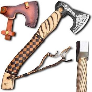 Couteau à pizza industriel de haute qualité en acier inoxydable Damas, à dos plat, fait main, tête de hache, 2 2/5 pouces, manche en bois de rose OBM - Product Image 1
