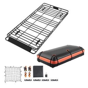 Cesto Portatutto Universale da Tetto 84 x 39 x 4.1 pollici, Borsa Cargo 7.9 x 3.9 x 10.2 pollici, Rete e Cinghie a Cricchetto, Costruzione in Lega di Alluminio - Product Image 1