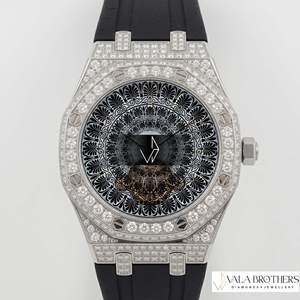 Montre de luxe Audemars Piguet en alliage de quartz, sertie de diamants de laboratoire et de cristaux, style sport et mode, pour hommes et femmes, bracelet en silicone, style hip-hop glacé - Product Image 4