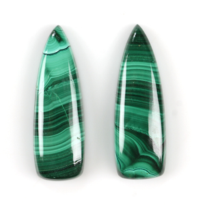 Wholesale Bulk Natural <b>Malachite</b> 10x30mm Long Trillion Flat Back Calibrated Cabochon Loose Gemstone for Jewelry Making Supplier - Product Image 1