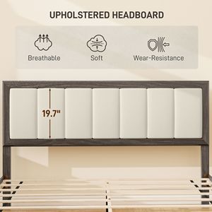 Letto matrimoniale in noce con testiera, design a piattaforma, facile da montare, non richiede rete a molle, doghe in legno di lusso - Product Image 4