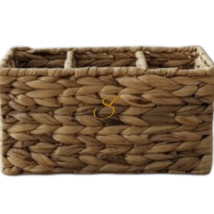 Hand Woven Water Hyacinth Storage Basket with Compartments - Product Image 3