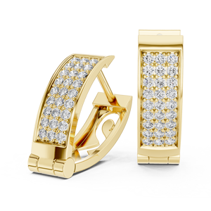 Lab Grown Diamond 18K <b>Solid</b> Gold V Shaped <b>Hoop</b> <b>Earrings</b> Round Cut Pave Diamond Huggie <b>Earrings</b> DEF VVS Fine Jewelry for Women - Product Image 3