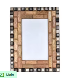 Handcrafted Multi Tone Wood Brick Inlay Photo <b>Frame</b> Decorative Natural Timber <b>Picture</b> <b>Frame</b> With Mosaic Border For <b>Rustic</b> - Product Image 6