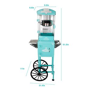 Machine à popcorn 10 oz sur chariot avec roues, verte, pour home cinéma, avec moteur et 3 cuillères en plastique - Product Image 3