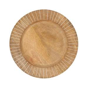 Assiette de présentation en bois d'acacia naturel, ronde, 13 pouces, en bois massif, pour la vente en gros, vaisselle décorative rustique pour mariage, sous-assiette - Product Image 3