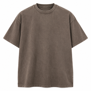 เสื้อยืดผ้าฝ้ายมินเนอรัลวอช สำหรับผู้ชาย 275 GSM หนักพิเศษ ทรงโอเวอร์ไซส์ สีเทาเข้ม คอกลม เสื้อสตรีทแวร์ - Product Image 4