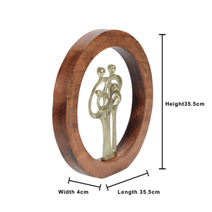 Handcrafted Wooden Family Sculpture with Metal Figurine Tabletop Home <b>Decor</b> for Living Room Bedroom and <b>Office</b> <b>Decor</b> - Product Image 3