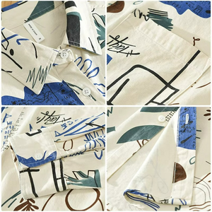 Nouvelle Chemise Hawaïenne Homme 2026 à Imprimé Abstrait, Manches Longues, Coupe Ample en Coton pour Printemps Automne, Personnalisation OEM/ODM du Logo - Product Image 4