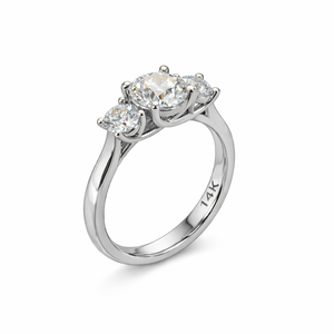 Anillo de Diamantes Redondos de Tres Piedras de Oro Puro de 14K y 18K con Certificado IGI, Anillo de Compromiso, Anillo de Promesa, Regalo de Aniversario de Bodas - Product Image 3