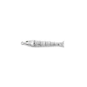 Pendentif breloque en laiton plaqué argent avec zircone cubique verte en forme d'œil de poisson pour la fabrication de bijoux et colliers - Product Image 6