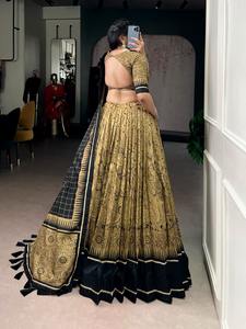 Vêtements ethniques indiens en soie Tasar avec imprimé Kalamkari et bordure en dentelle, Lehenga Choli pour les mariages et les festivals - Product Image 6