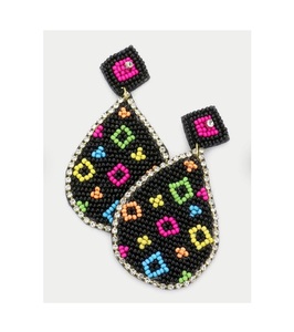 Boucles d'oreilles pendantes fantaisie brodées fraise rouge mignonne avec perles, motif feuille verte et fruit, qualité supérieure pour femme - Product Image 4