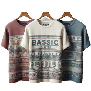 100% camisetas de algodón 100% con estampado elegante de manga corta de diseño personalizado de alta calidad con logotipo y etiqueta personalizados hechas en Bangladesh - Product Image 4