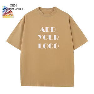 Camiseta Casual Oversize de Hombre, Tejida, Sólida, Pesada, Transpirable, Bordada, Vintage, de Alta Calidad, Lisa, Cuello Redondo, Manga Corta, 100% Algodón - Product Image 5