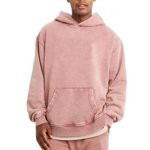 Sudaderas con capucha personalizadas con efecto lavado ácido, 100% algodón, con cremallera, estilo oversize, con capucha de piel, para hombre - Product Image 1
