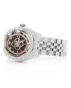 Reloj de Lujo para Hombre con Esfera Negra, Diamantes Moissanite, Completamente Cubierto de Diamantes, en Oro Rosa, Plata y Acero Inoxidable, Estilo Hip Hop - Product Image 3