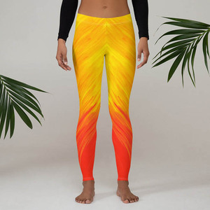 Pantalones Deportivos de Compresión para Hombre, Cintura Alta, con Cordón Ajustable, Sublimados en Amarillo y Naranja, 100% Poliéster, con Logotipo Personalizado - Product Image 2
