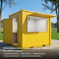 Kiosque de café en conteneur personnalisé, unité de bar modulaire préfabriquée avec comptoir en bois, évier en acier inoxydable, prêt à l'emploi