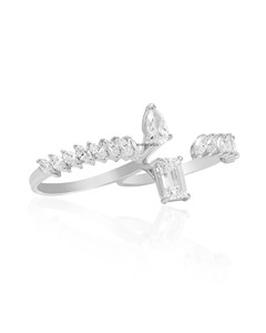 Anillo Abierto de Lujo para Mujer con Diamantes de Corte Pera, Esmeralda y Marquesa, Oro 10K 14K 18K, Plata 925 935, para Aniversario, Boda, o como Anillo de Declaración - Product Image 3