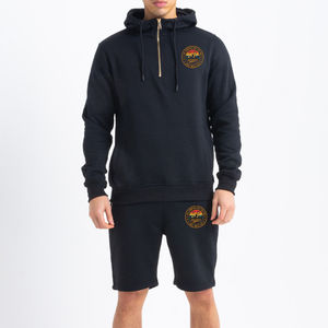 Ensembles de survêtements courts pour hommes, personnalisés, été, unisexe, en coton, 2 pièces, ensemble court délavé à l'acide, sweat à capuche et short - Product Image 1