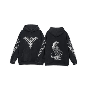 Sudadera con capucha para hombre, estilo vintage, con efecto lavado, teñido anudado, estampado 3D, lavado ácido, de algodón de gramaje alto, felpa francesa, oversize, al por mayor - Product Image 5