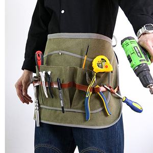 ผ้ากันเปื้อนผ้าแคนวาสแบบปรับได้พร้อมกระเป๋าเครื่องมือหนังมีสายคาดเอว - Product Image 5