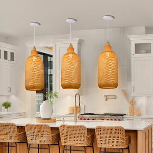 Lampe suspendue en bambou tressé à la main, style panier, pour éclairage d'ambiance doux, vente en gros, OEM ODM - Product Image 6