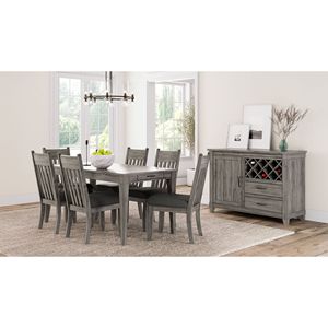 Tavolo da Pranzo Rustico Grigio con Due Cassetti Portaoggetti e Piano Allungabile, Elegante Arredamento in Stile Country - Product Image 1