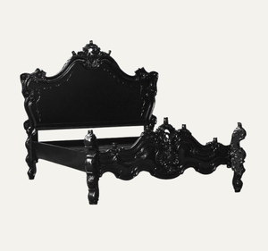 เฟอร์นิเจอร์ห้องนอนสุดหรูสไตล์ยุโรปคลาสสิก แกะสลักด้วยมือ ขนาดคิงไซส์ ทำจากไม้มะฮอกกานีเนื้อแข็ง สีดำ - Product Image 2