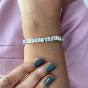 Round Brilliant Cut Moissanite Tennis <b>Bracelet</b> 925 <b>Silver</b> 14K/18K Gold Plated Luxury Unisex <b>Bangle</b> for Wedding Party Gift - Product Image 2