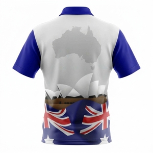 Polo personnalisé avec drapeau australien pour entraîneur – Vêtements de sport personnalisés bleus et blancs au design unique pour hommes et femmes - Product Image 4
