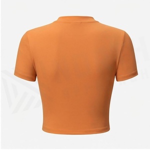 Top Corto Deportivo North Approach Color Naranja, Cuello Redondo, Manga Corta, Color Sólido, Transpirable, Ropa de Yoga para Mujer - Product Image 2