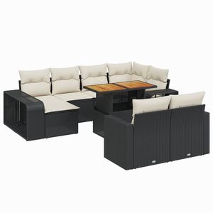 Conjunto de Sofá de Jardín con Reposabrazos Ajustables Grandes en Ratán Sintético Negro - Product Image 2