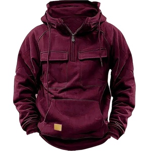 Sudaderas con capucha tácticas de media cremallera, sudaderas con capucha de lana cálida sólida para hombre, chaqueta con múltiples bolsillos para hombre, Polar grueso para exteriores - Product Image 6