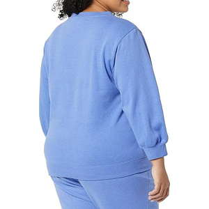 Sudaderas de Felpa Francesa para Mujer, Cuello Redondo, Manga Larga, Corte Holgado, Tejido de Felpa, Mezcla de Algodón Suave, Casual - Product Image 5