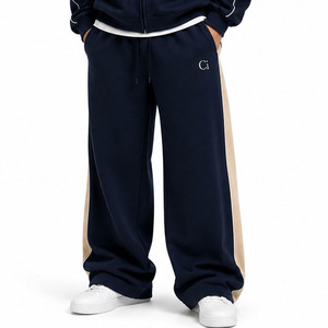 Sudadera con capucha para hombre, estilo raglán con paneles de contraste personalizados, de corte holgado y extragrande, con cremallera y ribetes, y joggers de pierna ancha, 100% algodón de alto gramaje - Product Image 4