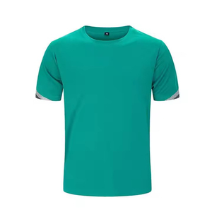 Men's Solid Green Crew Neck Short Sleeve T-Shirt Quick Dry <b>Knitted</b> Polyester Summer Casual Wear - Product Image 1
