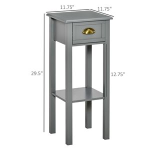 Tavolino alto 2 livelli grigio con ripiano inferiore del cassetto comodino con accento stretto per risparmiare spazio per camera da letto e soggiorno - Product Image 3