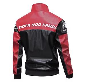 Men's Genuine <b>Jacket</b> <b>Punk</b> Motorcycle Style Teen Collar Plain Dye Canvas Genuine Foreign Trade - Product Image 2