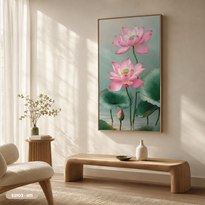 Peinture murale HALO en soie motif fleur de lotus, finition soignée, décoration orientale, artisanat d'origine vietnamienne, vente chaude - Product Image 2