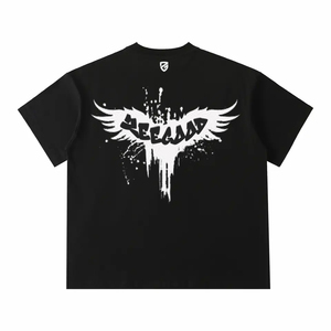 Camiseta de Manga Corta con Cuello en V Extra Grande para Hombre, Personalizada al por Mayor, con Estampado de Esqueleto, Estilo Urbano - Product Image 3