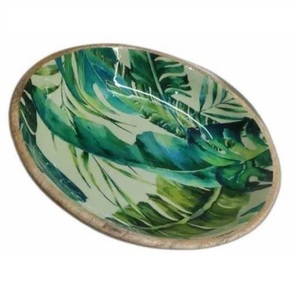 Bol en bois d'acacia haut de gamme pour fruits et salades, finition royale, intérieur émaillé imprimé, idéal pour hôtels et restaurants - Product Image 1