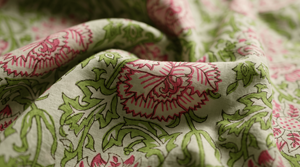 Green Pink Hand Block Botanical Pattern <b>Eco</b>-<b>Friendly</b> Soft Lightweight Cotton <b>Fabric</b> for Boys Fashion Apparel & Home Textiles - Product Image 1