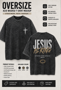 Camiseta Christian Jesus 100% algodón |   Camiseta Extra Grande con Gráficos Religiosos Personalizados, Lavada con Ácido |   Ropa Urbana Masculina Estilo Gospel Y2K - Product Image 5